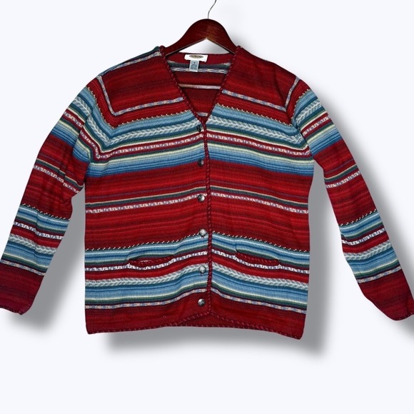 Talbots Sweaters - Talbots Women's Vintage Cardigan Sweater Size S Striped Button Front Pockets